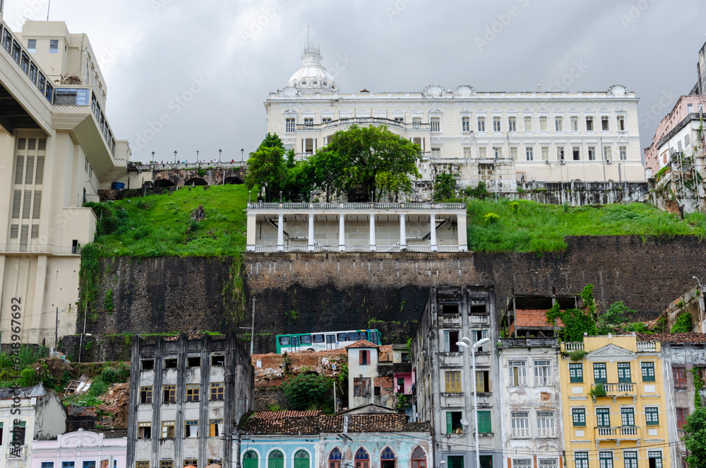 View from below of the Rio Branco Palace in the city of Salvador in Bahia.