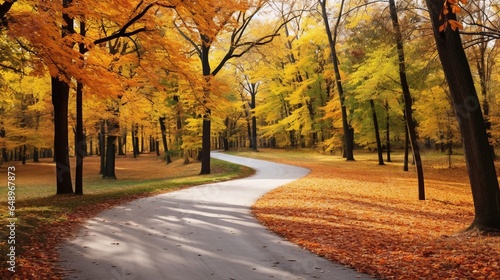 Serpentine road in autumn. Generative AI