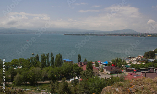 Beautiful landscape with Lake Sevan. Travel to Armenia.