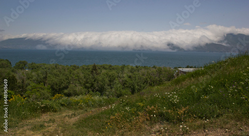 Beautiful landscape with Lake Sevan. Travel to Armenia.