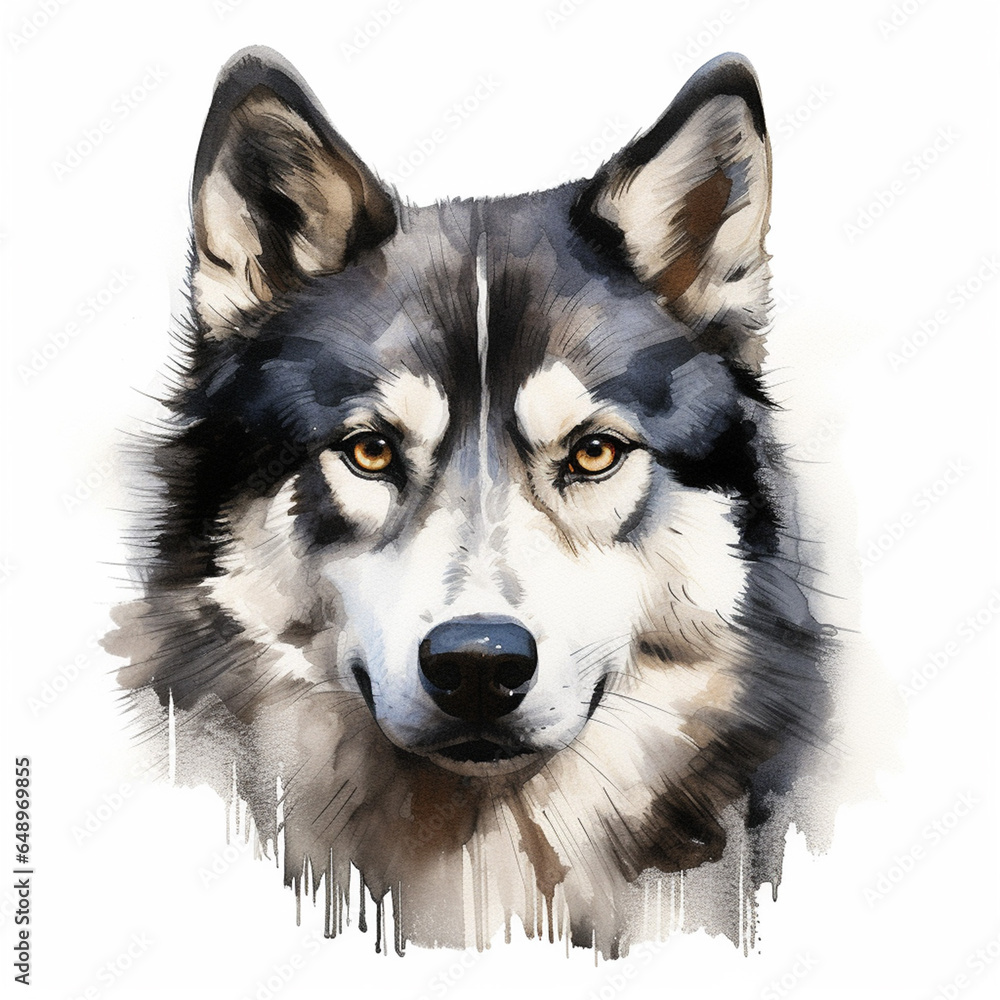 Illustration of husky dog face Illustration of husky dog face