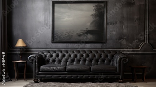 Luxurious black sofa with aesthetic style, generated by AI © Resi