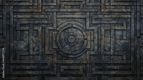 Textured stone carving maze background concept, rough. dark labyrinth structure wallpaper photo