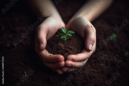 Nurturing Green Plant in Human Hands 