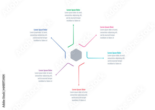 hexagon infographic template. business, annual plan, magazine, magazine information template. six options infographic template