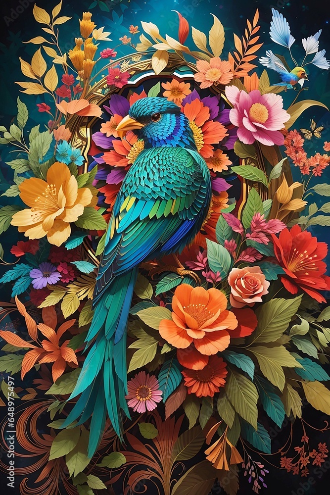Obraz premium Beautiful two bird. Generative AI