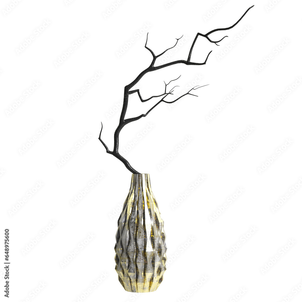 3d illustration of vase decoration in luxury space isolated transparent background