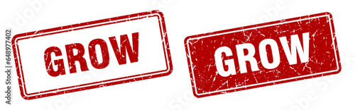 grow stamp set. grow square grunge sign