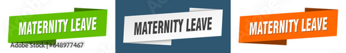 maternity leave banner. maternity leave ribbon label sign set