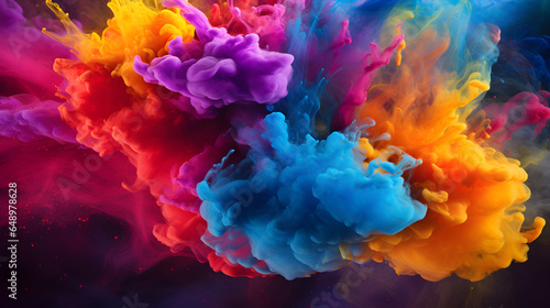 colorful powder on black background, in the style of vibrant collage