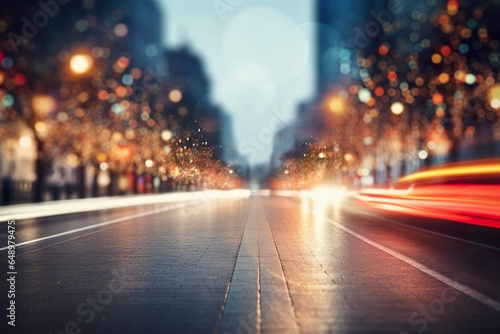 Explore the city s nocturnal charm through this evocative  blurred street scene  aglow with the warm embrace of golden lights.