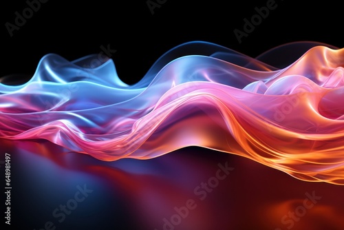 light waves with rainbow colors in the style of light magenta and dark blue neon figures in motion