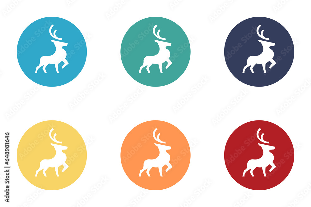 Deer icon with antlers. Set of illustrations Deer icon with antlers. Set of illustrations