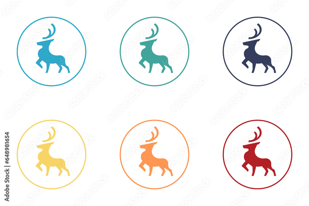 Deer icon with antlers. Set of illustrations Deer icon with antlers. Set of illustrations