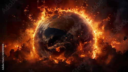 Apocalyptic planet Earth burning