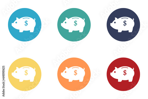 Set of piggy bank icons. A piggy bank saves money. Set of illustrations