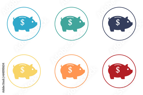 Set of piggy bank icons. A piggy bank saves money. Set of illustrations