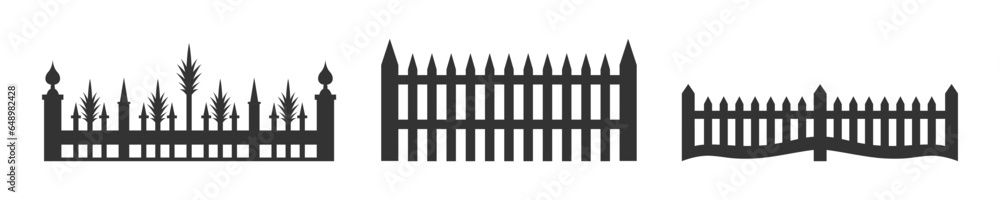 Garden fence silhouette. Vector illustration. Garden fence silhouette. Vector illustration.
