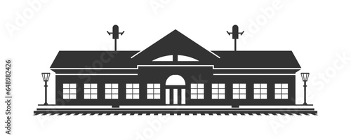 Railway station silhouette. Vector illustration.