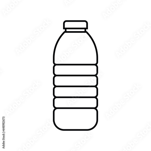 Plastic bottle of water outline icon isolated on white background. Vector illustration