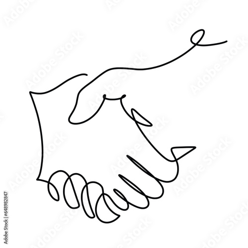 Vector continuous one line shake hand illustration