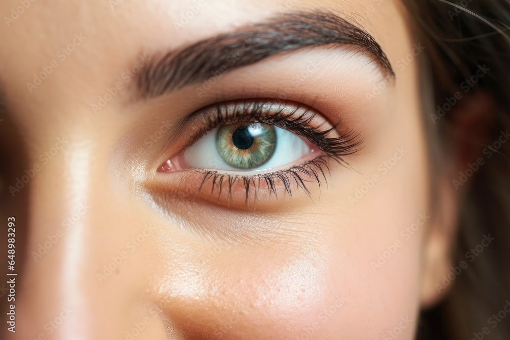 A woman's eye with long lashes created with Generative AI technology A woman's eye with long lashes created with Generative AI technology