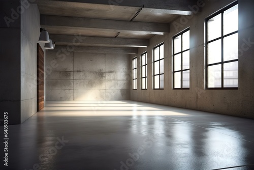 Leerer Raum ohne Einrichtung. Ideal als Mockup, um eigene Produkte zu platzieren. Leeres Zimmer mit Beleuchtung.