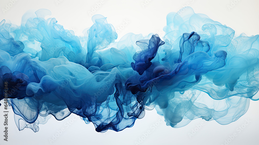 Blue ink paint cloud in water, Generative AI - obrazy, fototapety, plakaty 
