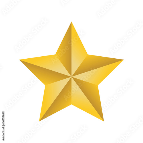 Glowing golden star icon isolated on white background. Vector illustration 
