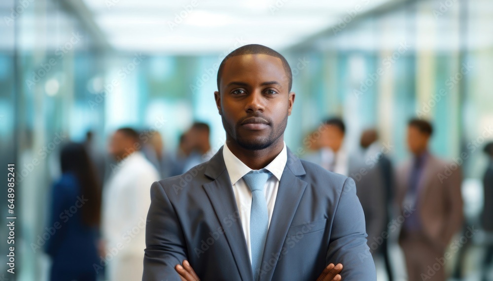 Black Man Good Looking In Office Space Backdrop Generative AI
