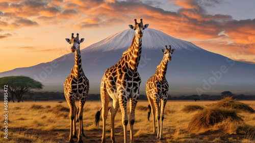 Giraffes in Kilimanjaro National Park