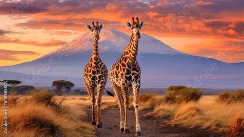 Giraffes in Kilimanjaro National Park © Veniamin Kraskov