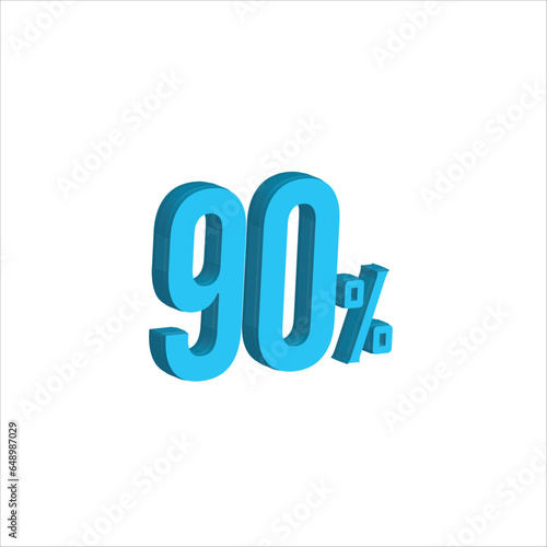 90 Percent Sky blue   3d illustration sign on white background have work path. Special Offer Percent Discount Tag. Advertising signs. Product design. Product sales.
