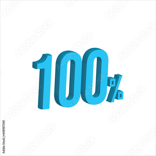100 Percent Sky blue   3d illustration sign on white background have work path. Special Offer Percent Discount Tag. Advertising signs. Product design. Product sales.
