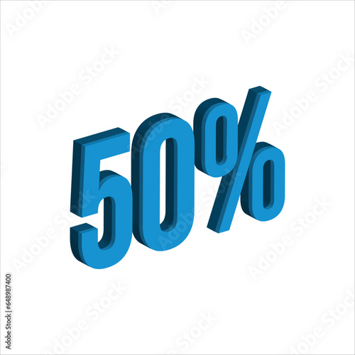 50 Percent Sky blue   3d illustration sign on white background have work path. Special Offer Percent Discount Tag. Advertising signs. Product design. Product sales.
