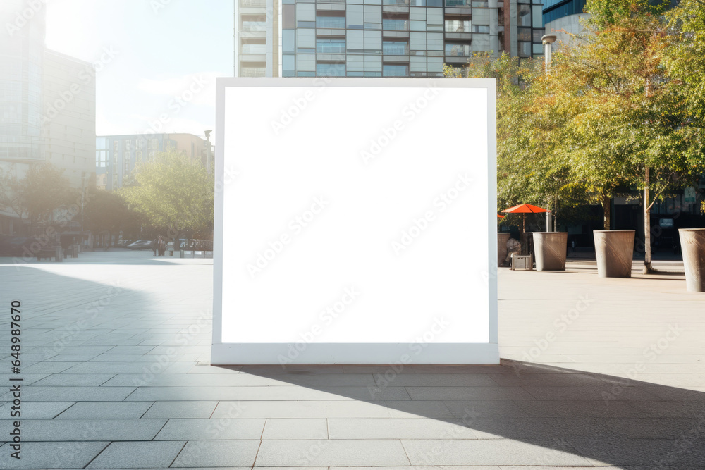Blank mockup billboard on street sidewalk area
