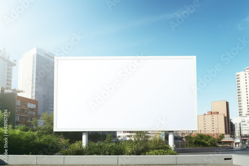 large commercial blank billboard mockup on urban city area
