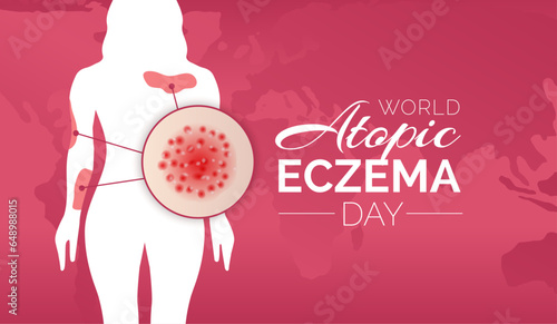 Red World Atopic Eczema Day Background Illustration Design with a Girl