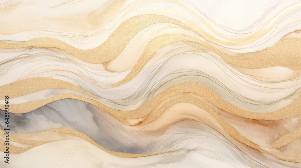 Golden waves background. Luxury gold wallpaper illustration. Design for cover, invitation background, packaging design, print. Elegant abstract wave wall arts and home decoration, cover.