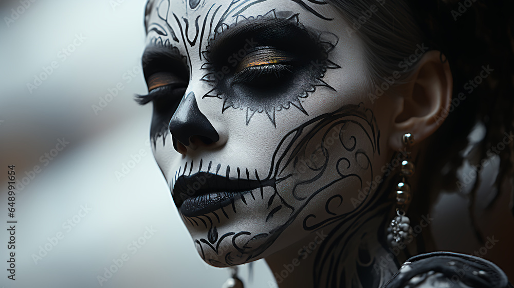Halloween makeup - carnival - day of the dead - beautiful - costume - black and white 