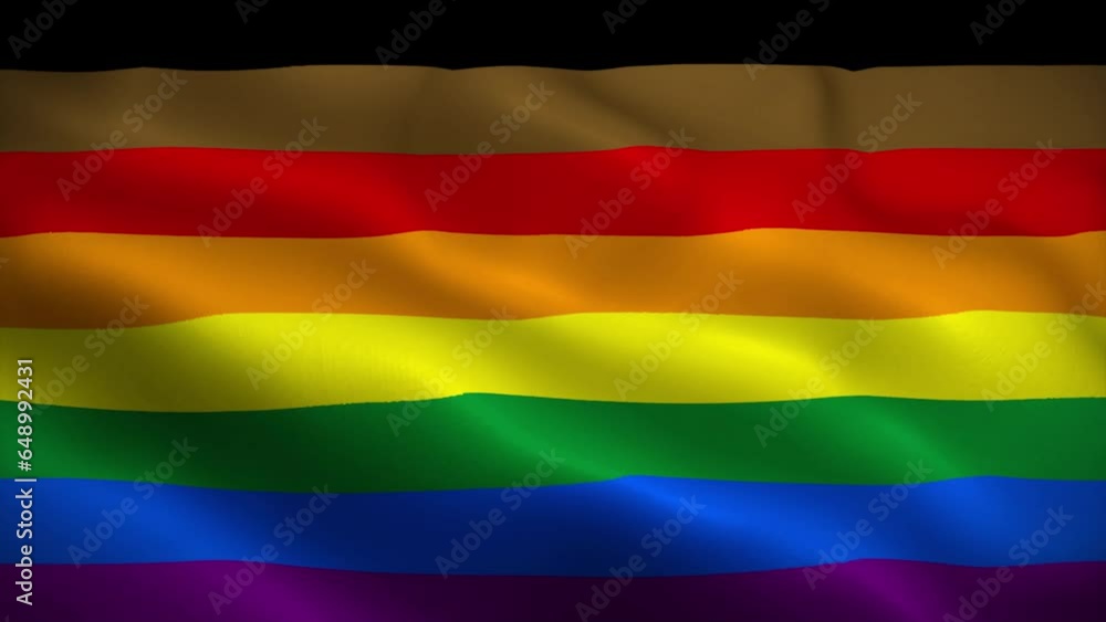 LGBT pride flag waving animation, Philadelphia eight-stripe flag, perfect looping, 4K video background, official colors LGBT pride flag waving animation, Philadelphia eight-stripe flag, perfect looping, 4K video background, official colors