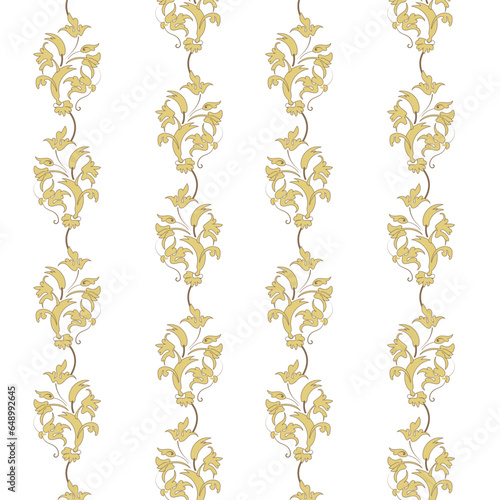 A luxurious white and gold floral abstract pattern border
