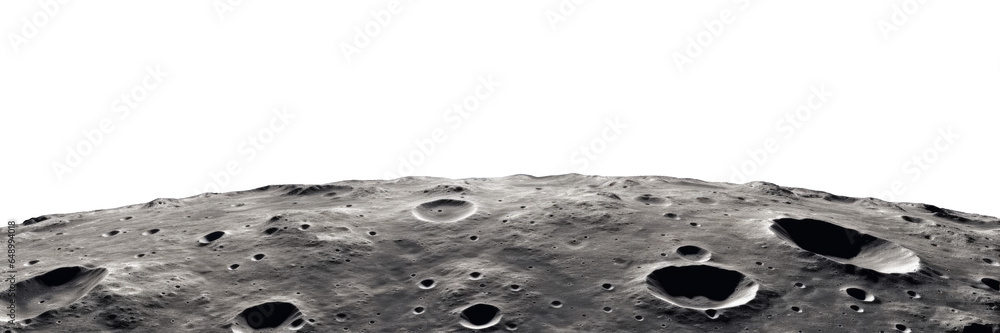 Moon surface isolated on transparent background - Generative AI - obrazy, fototapety, plakaty 