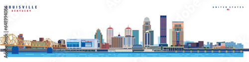 Louisville city skyline Kentucky USA vector illustration on white background.