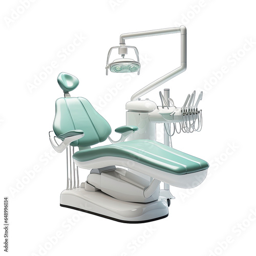 Modern Dental Chair with Instruments Isolated on Transparent Background