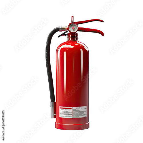 Red Fire Extinguisher with White Label Isolated on White