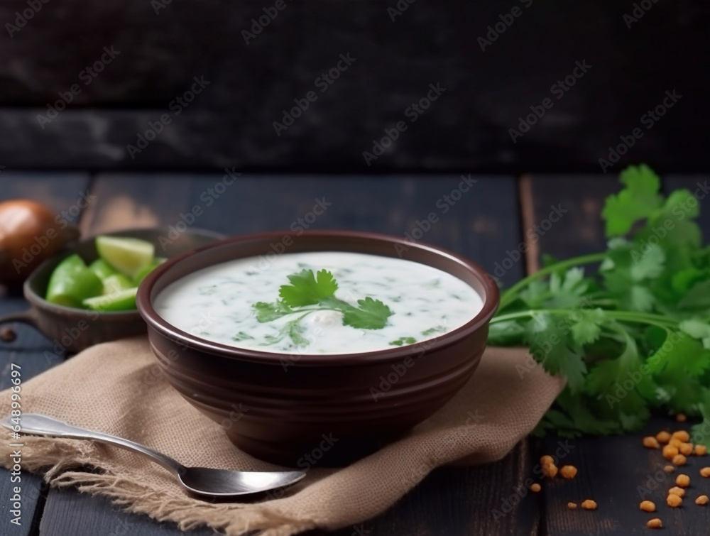 Traditional Indian Raita with Dahi in a bowl