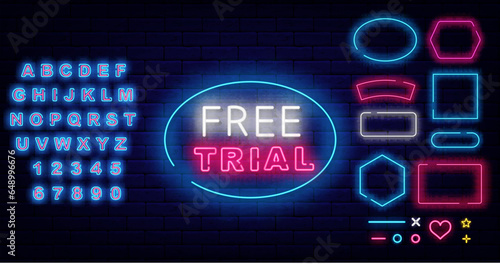 Free trial badge. Geometric frames collection. Surprise for followers, subscribe now. Vector stock illustration