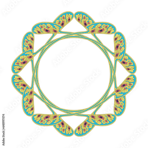 A circular frame with an intricate design in the center