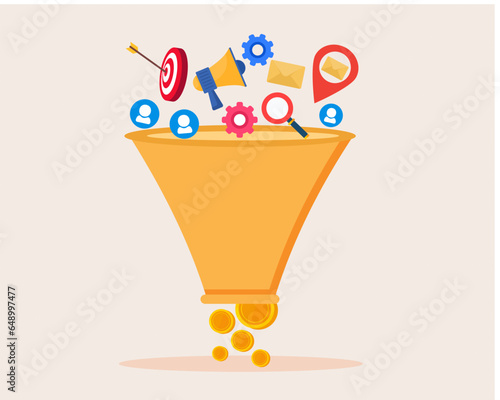 conversion rate generation flow customer and focus profit Funnel generating sales Digital marketing sales funnel.